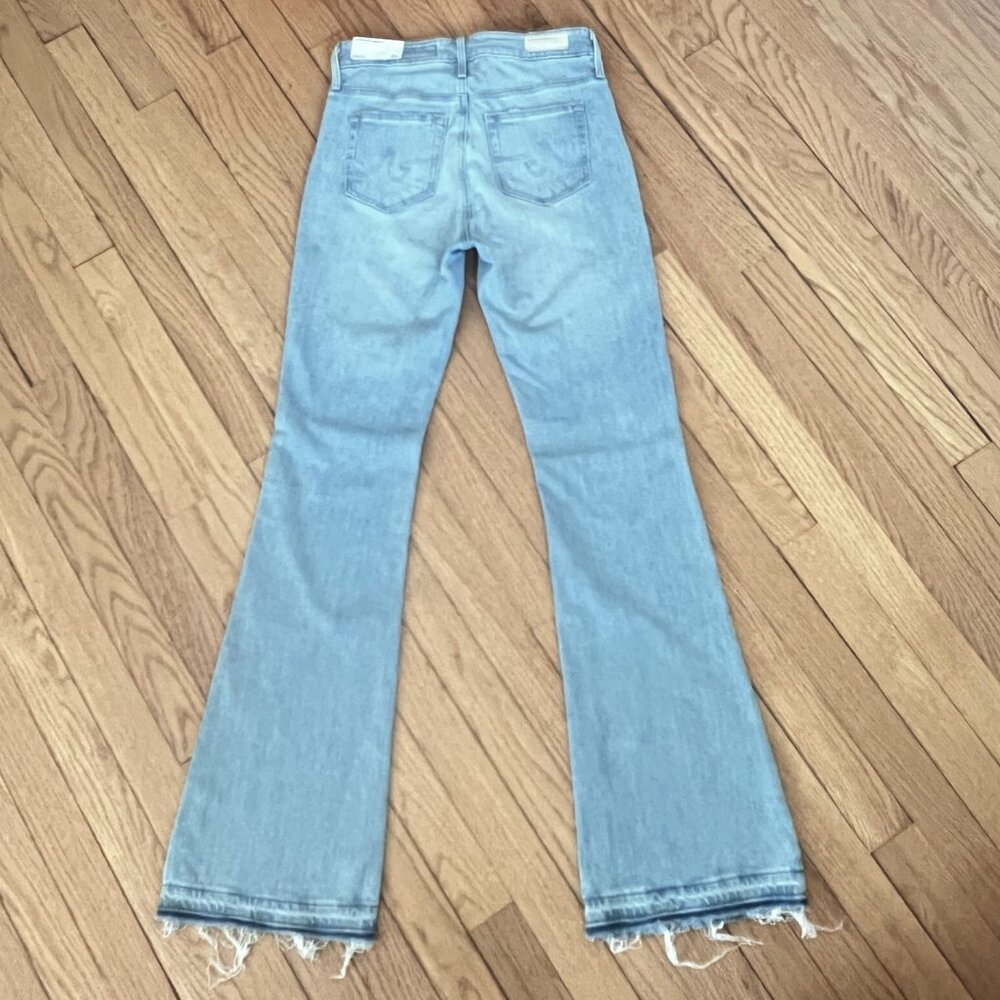New AG FARRAH BOOT High-Rise Fit Jeans Released Raw Hems Light Wash 25 (32"L) - Picture 8 of 8